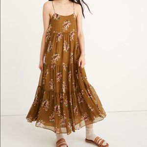 Madewell Mustard Floral Tiered Maxi Dress